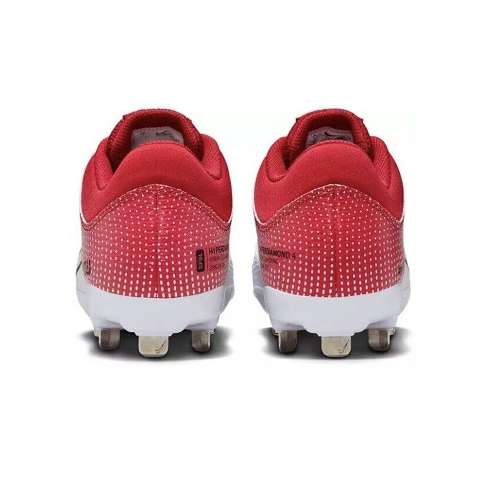 Nike Hyperdiamond 4 Pro Fastpitch Cleats Women 7.5 Metal Red White - Picture 6 of 12